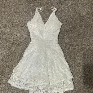 Emerald Sundae White Sleeveless Halter Sundress